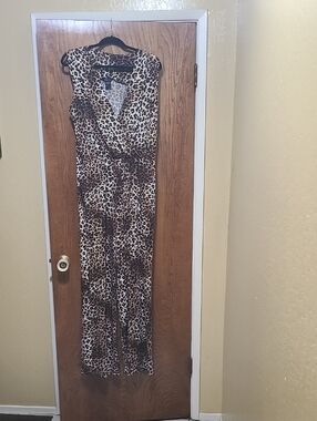 Robert Louis Leopard-Print Sleeveless Jumpsuit in Brown and Black